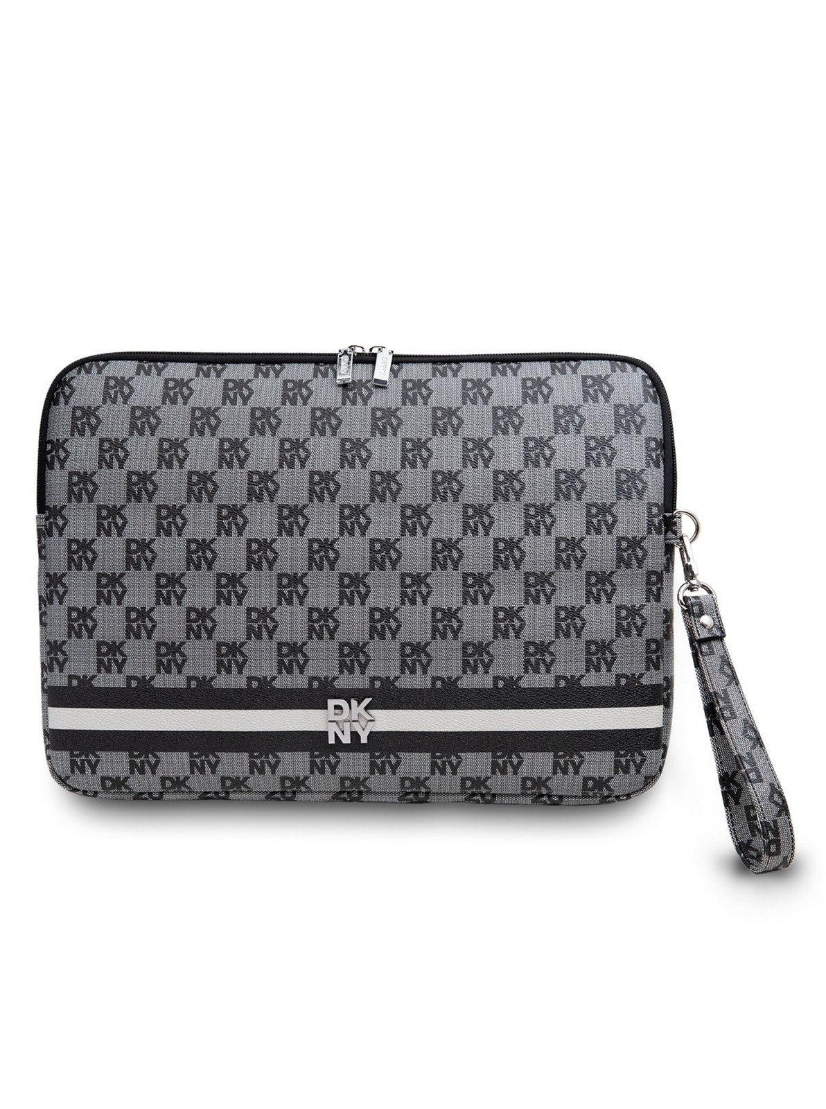 DKNY PU Leather Checkered Pattern and Stripe Obal na Notebook 13/14 Black