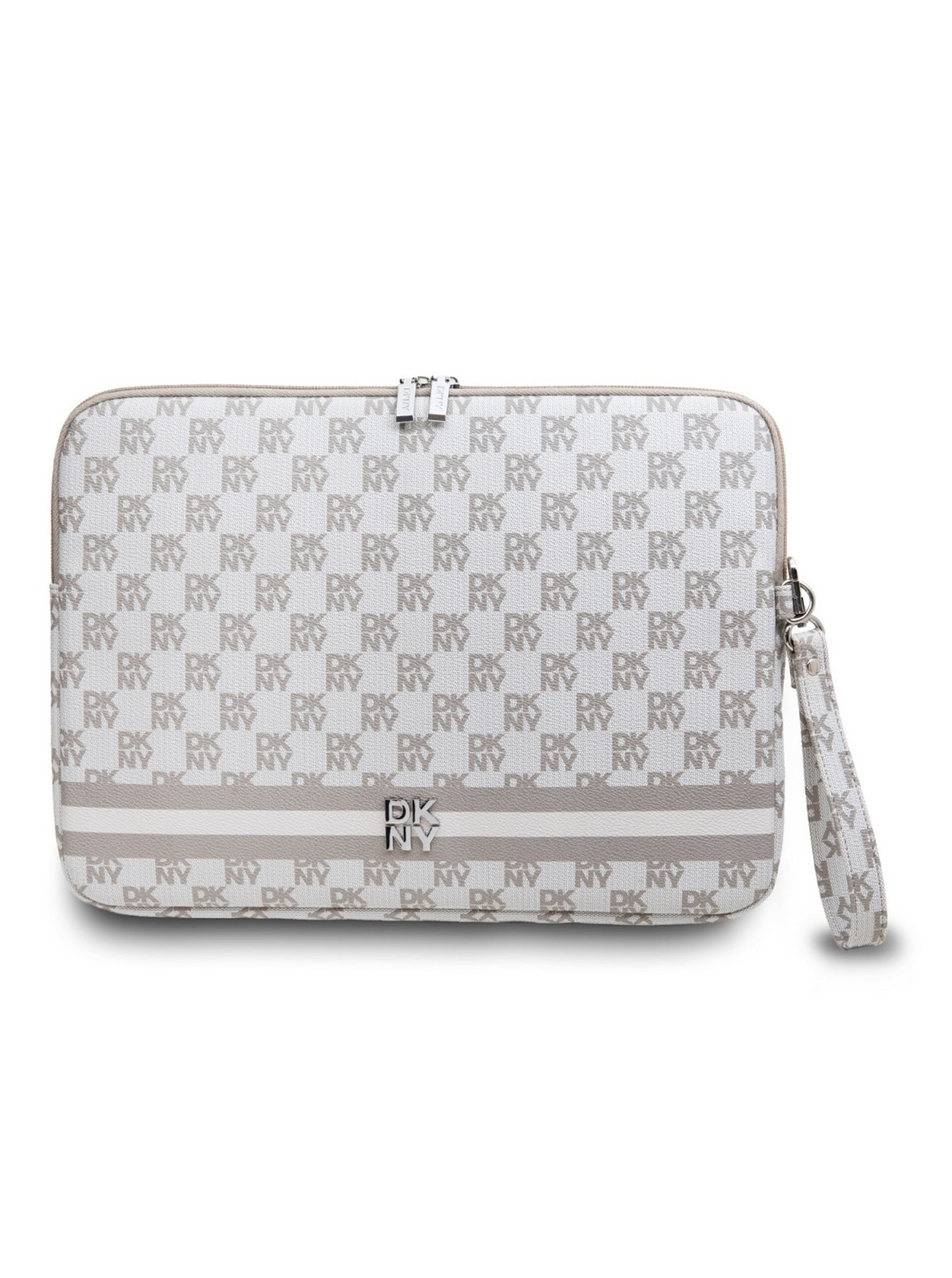 DKNY PU Leather Checkered Pattern and Stripe Obal na Notebook 13/14 Beige