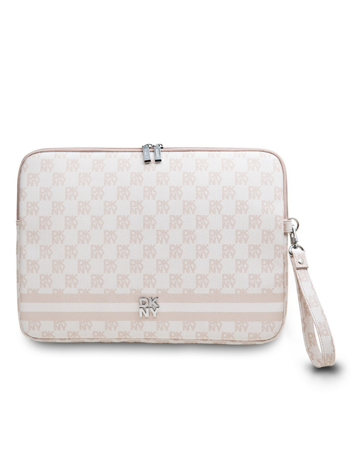 DKNY PU Leather Checkered Pattern and Stripe Obal na Notebook 13/14 Pink