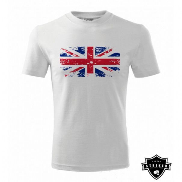 Tričko Striker vlajka Veľkej Británie (Anglicko) - biele, M