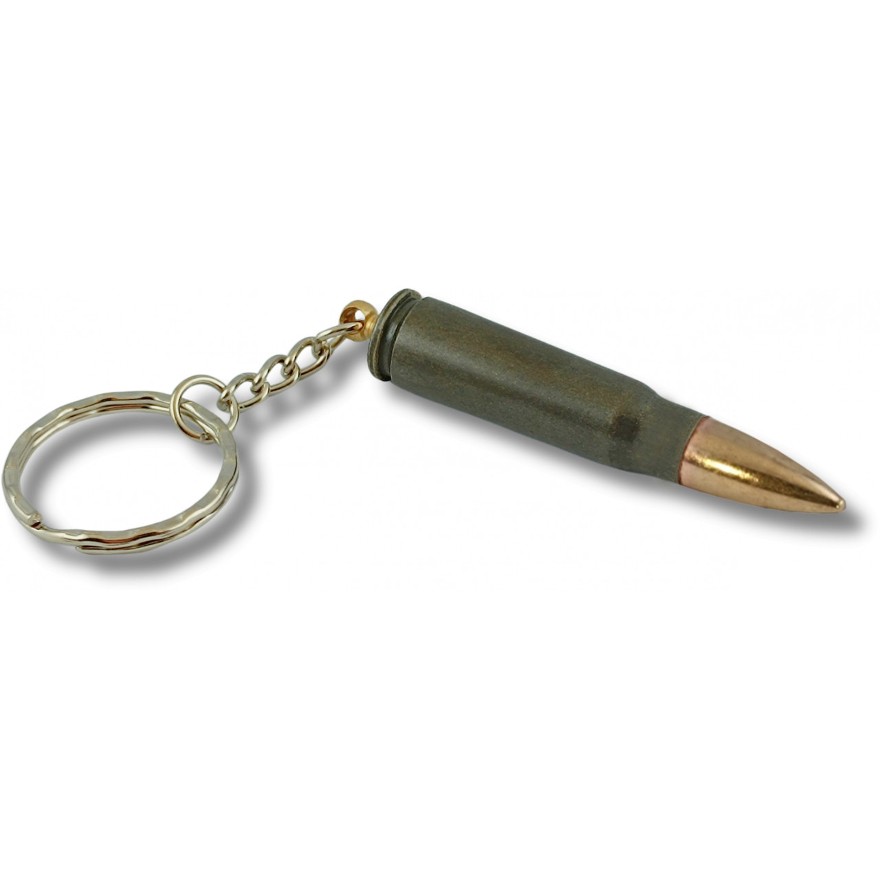 Prívesok na kľúče z náboja 7,62x39 Kalašnikov lakovaný - olivový