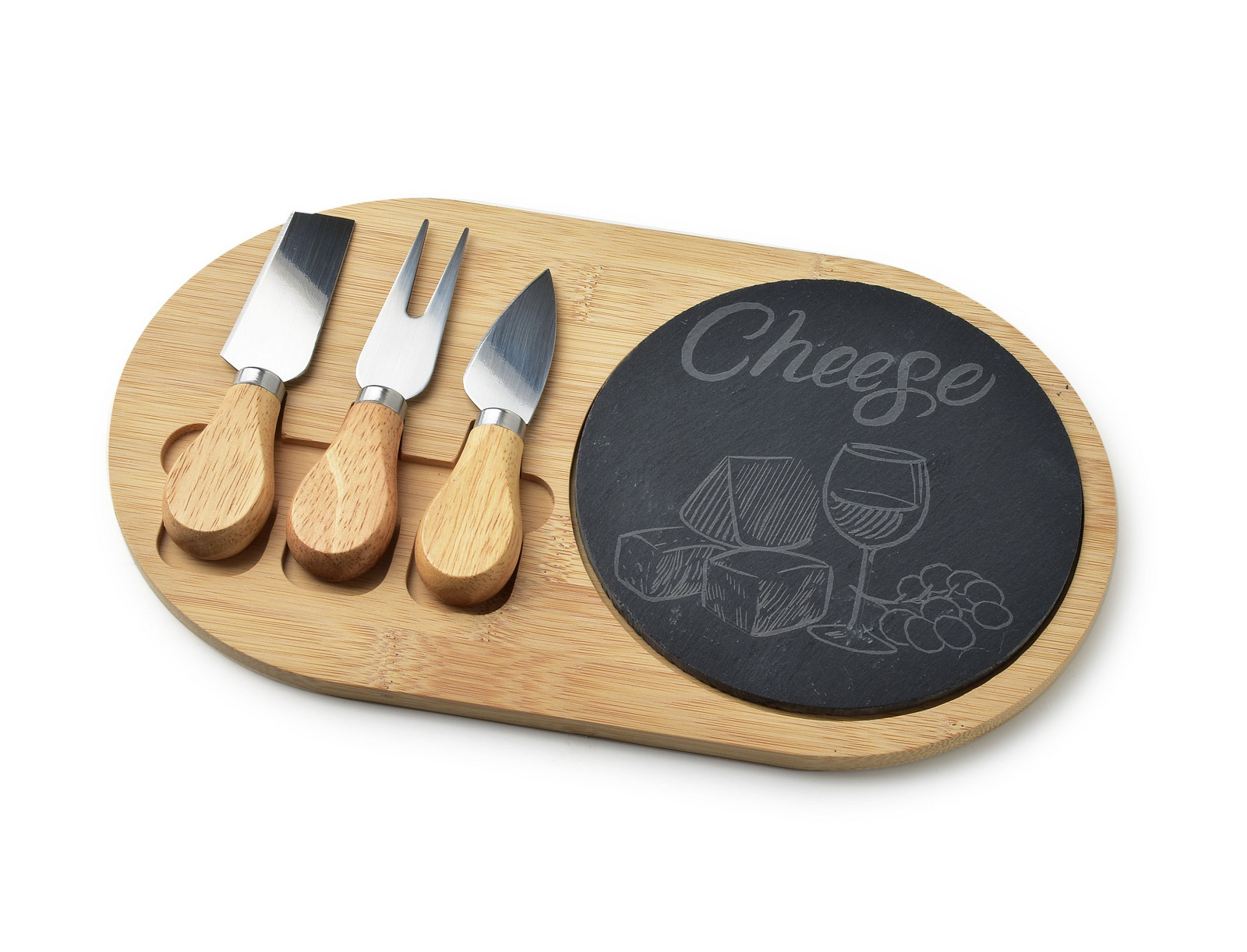 Servírovací prkénko na sýry s noži CHEESY II 30x18 cm hnědé