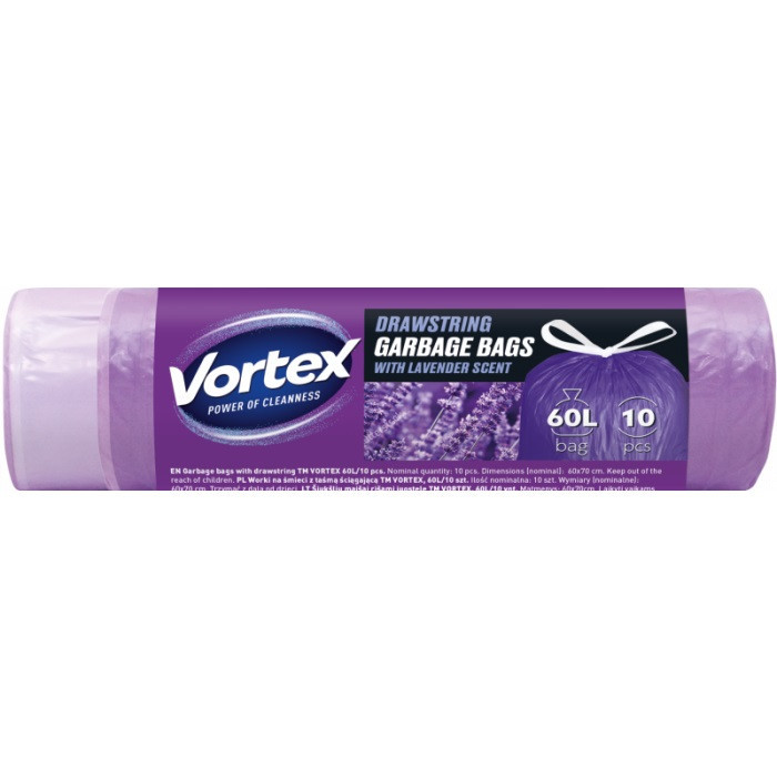 MAKRO - Vrecia na odpad 60l/10ks zaťahovacie levandula