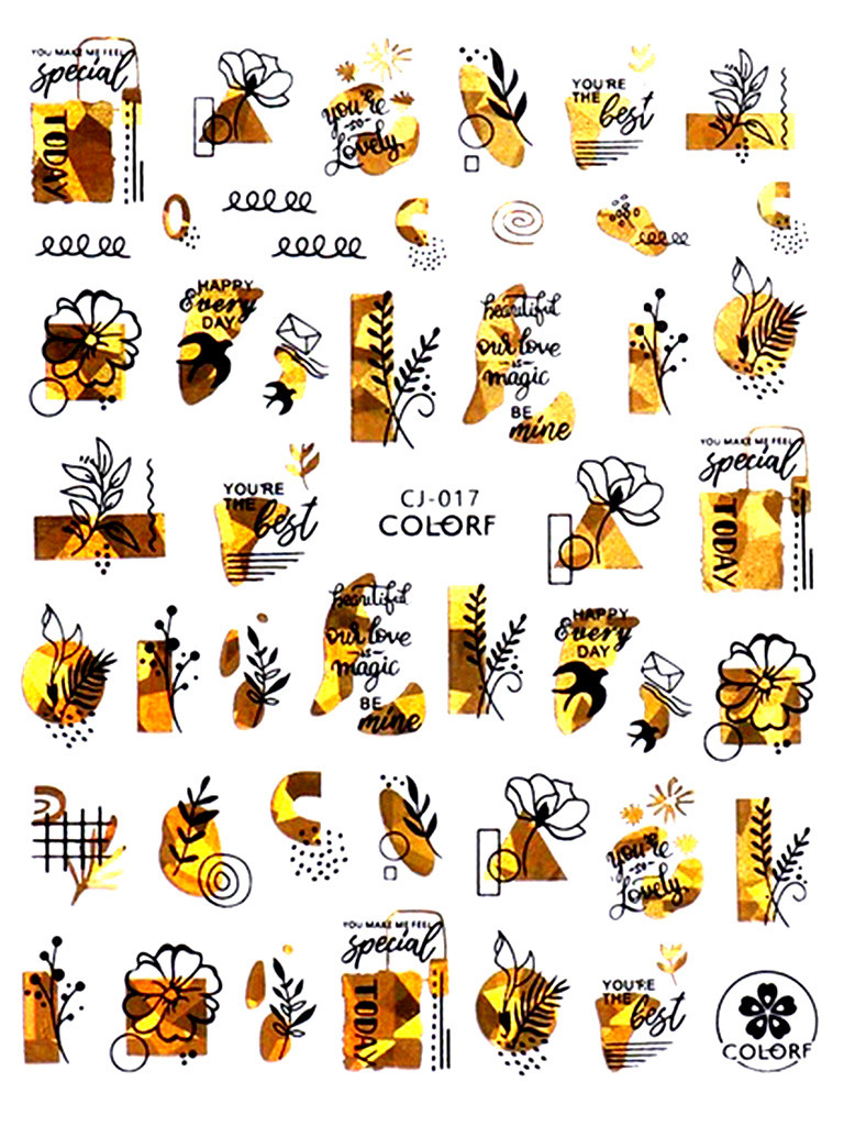 Samolepky na nechty BLACK&GOLD - CJ-017