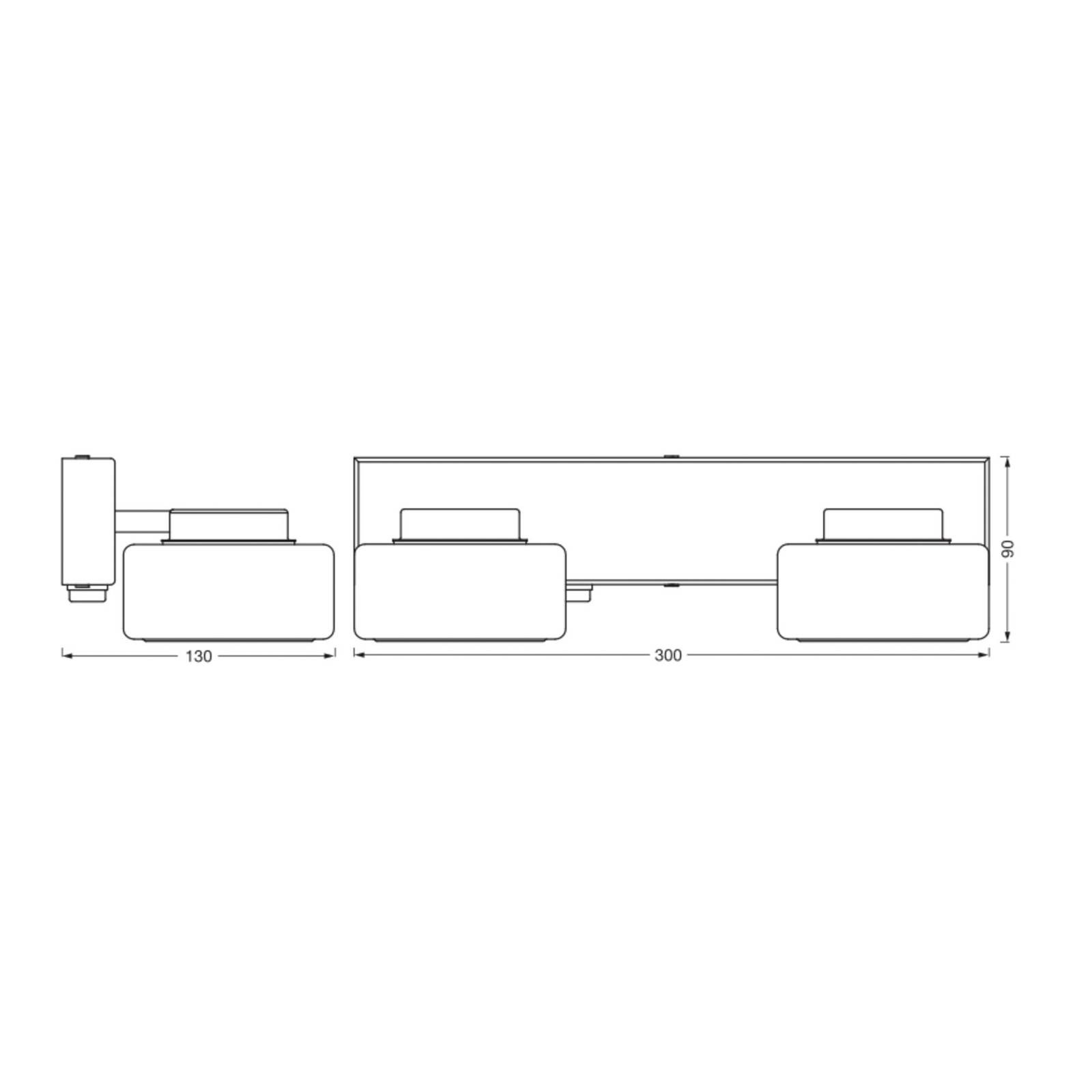 LEDVANCE LED nástenné svietidlo Orbis Flame, 2 svetlá, chróm, IP44