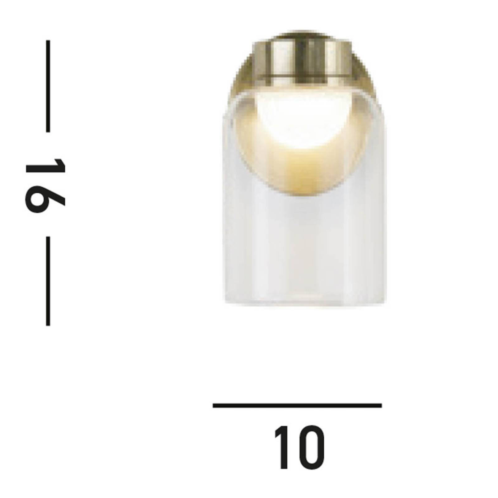 Nástenné svietidlo LED Highball, mosadzná farba, IP44, sklo