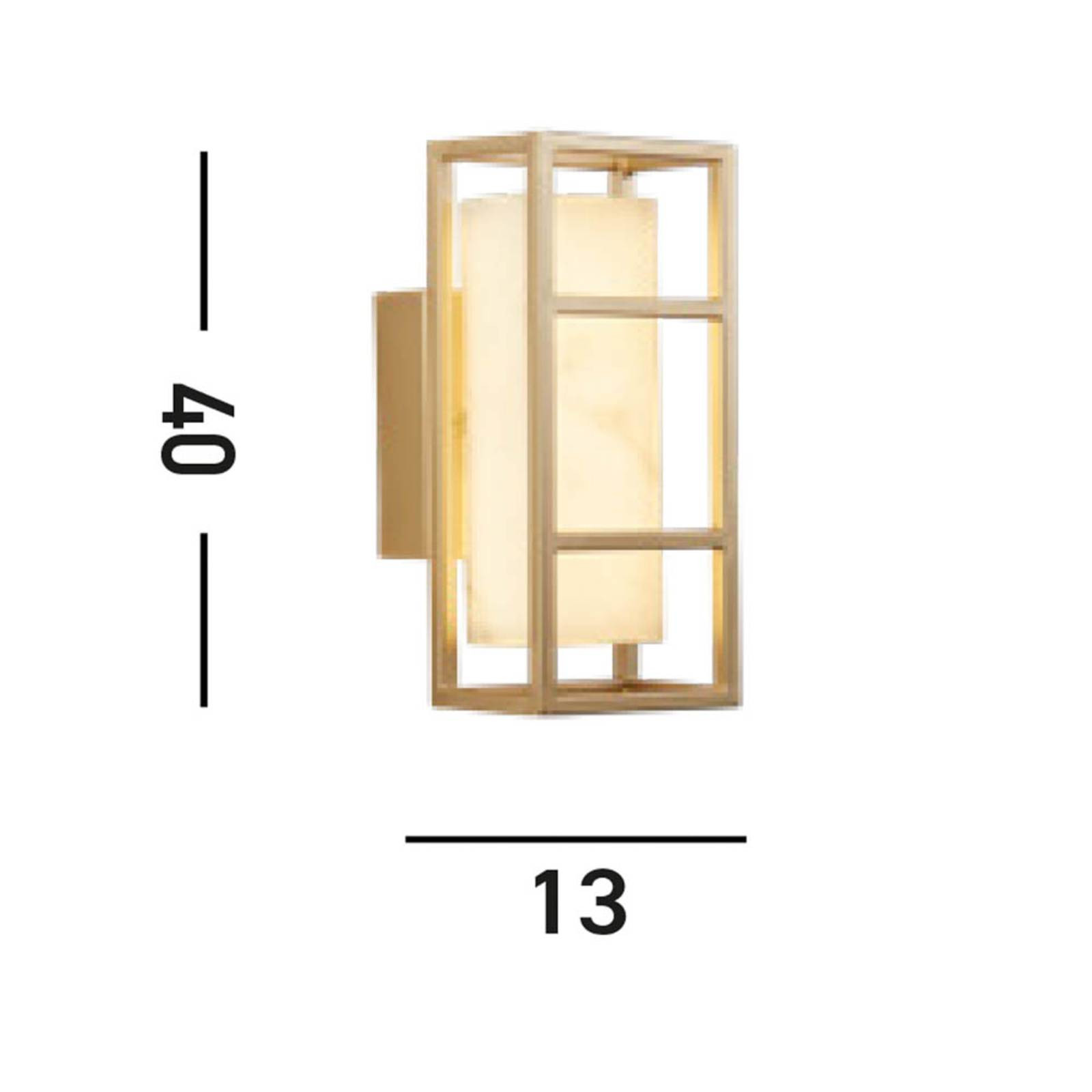Nástenné svietidlo Mirage LED, výška 40 cm, zlatá farba, oceľ, IP44