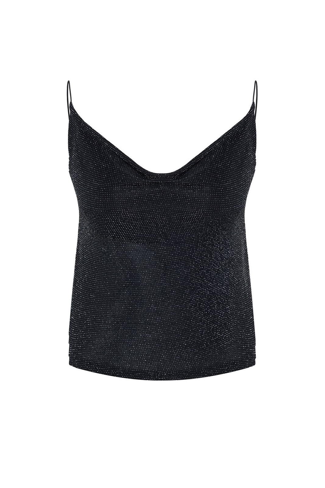 Trendyol Anthracite Degaje Collar Silvery Knitted Blouse