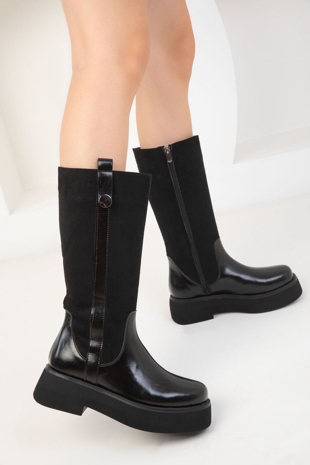 Soho Black-Black Suede Women's Boots 19650