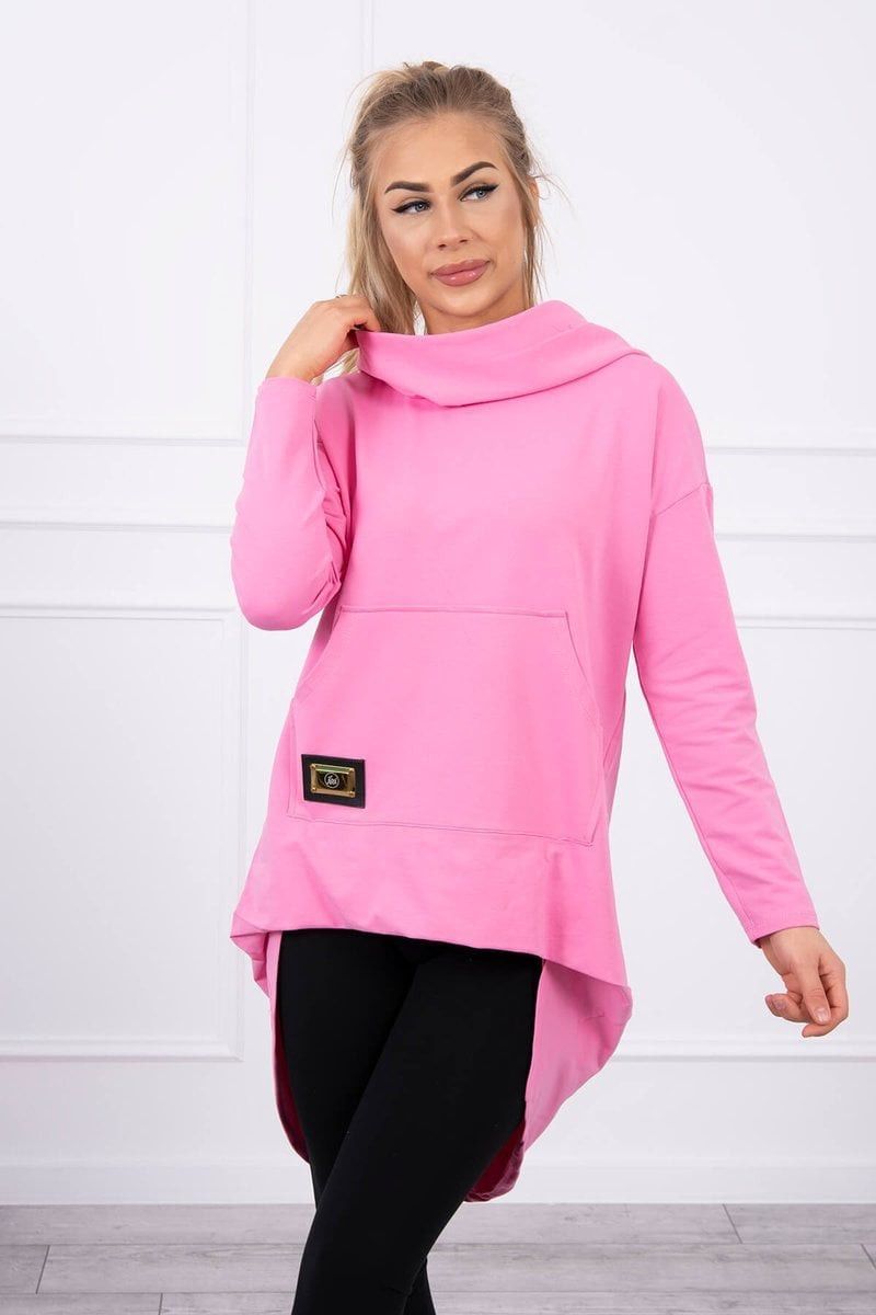 Pink hoodie with a long back