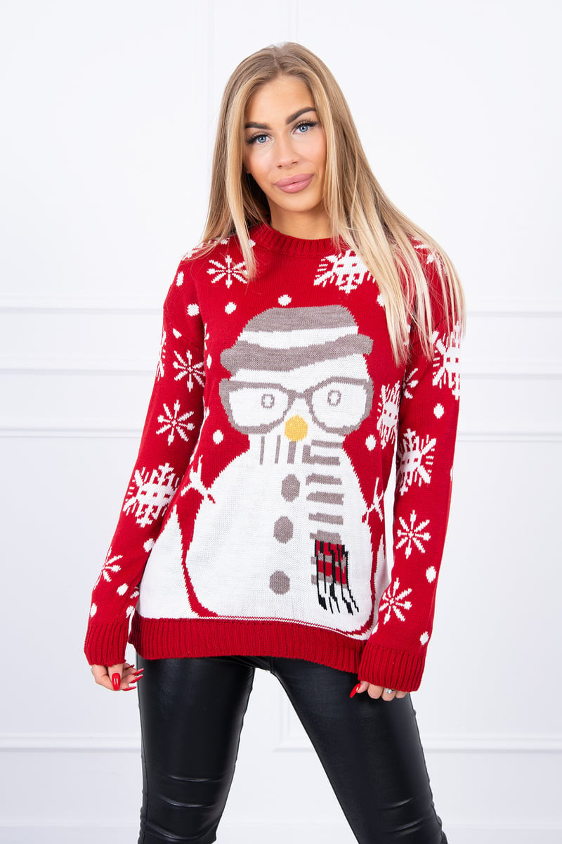 Christmas sweater with red snowman