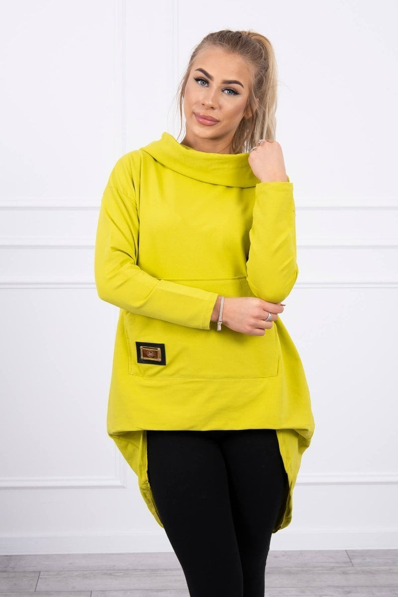 Sweatshirt with a long back and kiwi hood