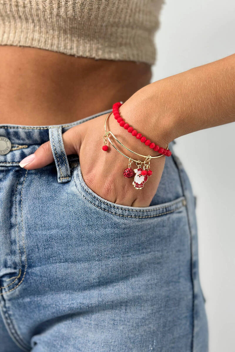 Christmas bracelet Santa Claus with a bag red