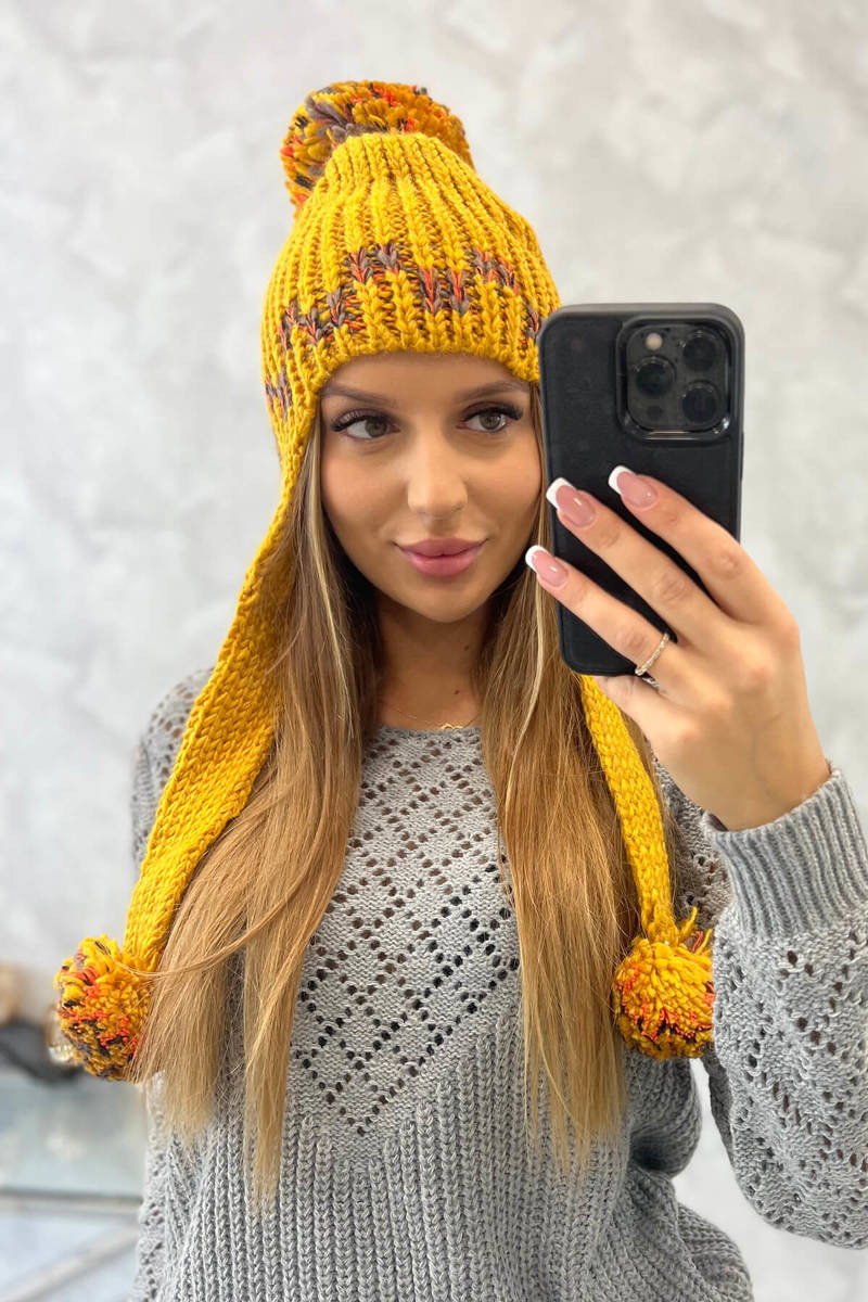 Women's cap with long ears Nadia K321 mustard