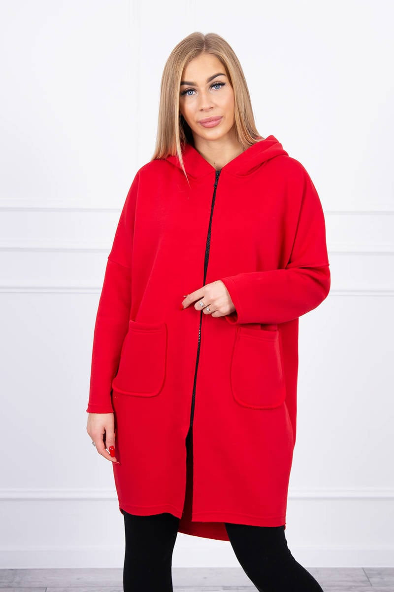 Insulated sweatshirt with a longer back part red