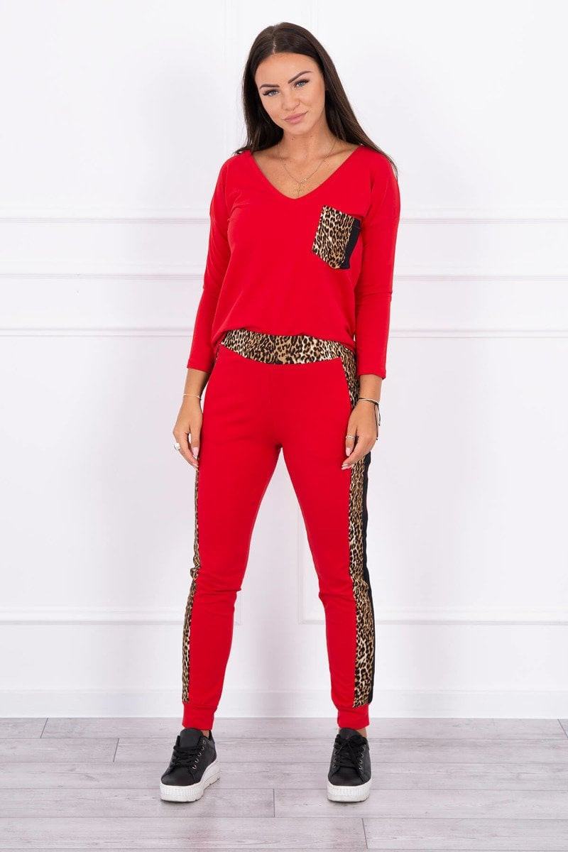 Set with a red panther motif