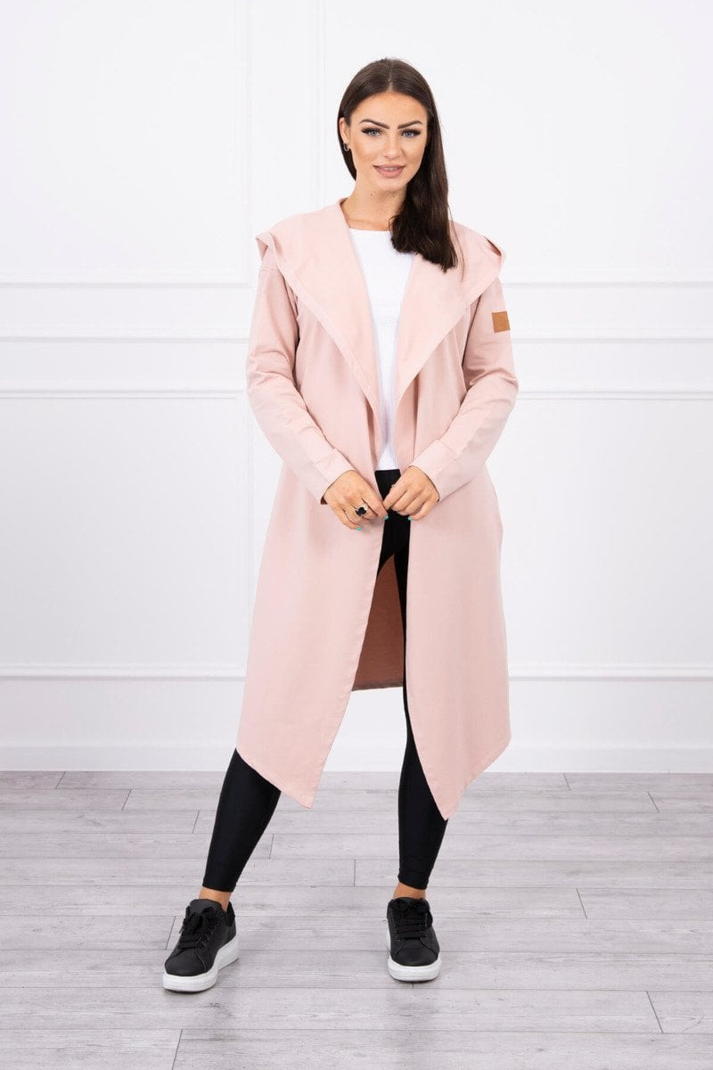 Long hooded cardigan dark powder pink