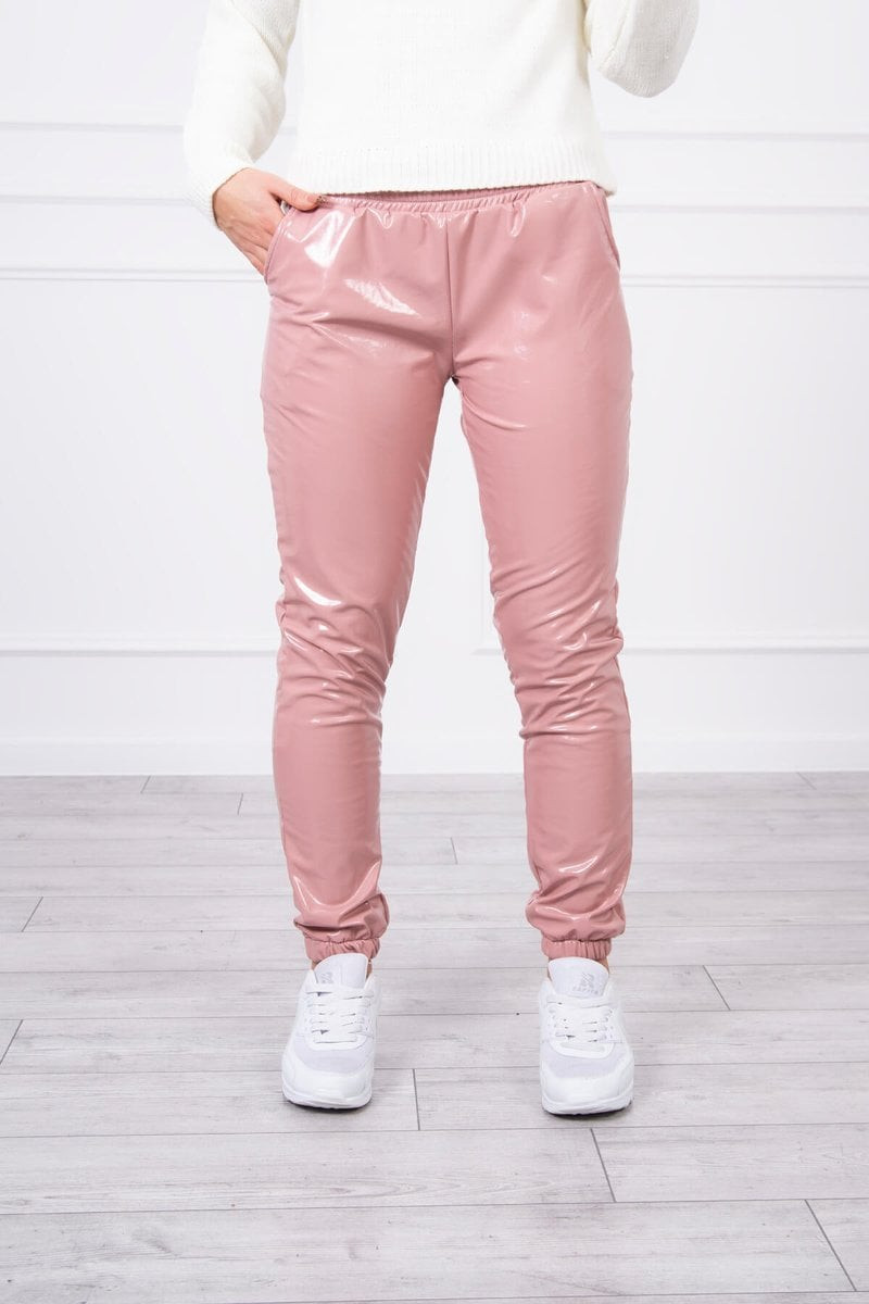 Double-layer trousers with navy pink velour