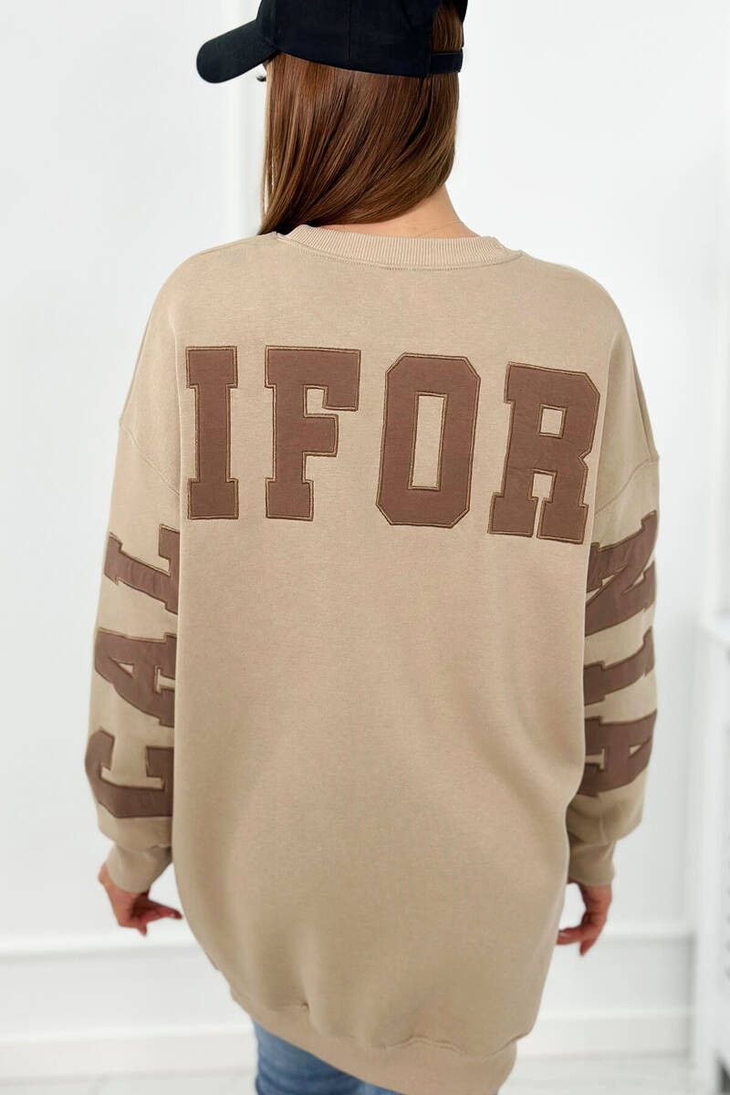 Insulated sweatshirt with California logo light beige