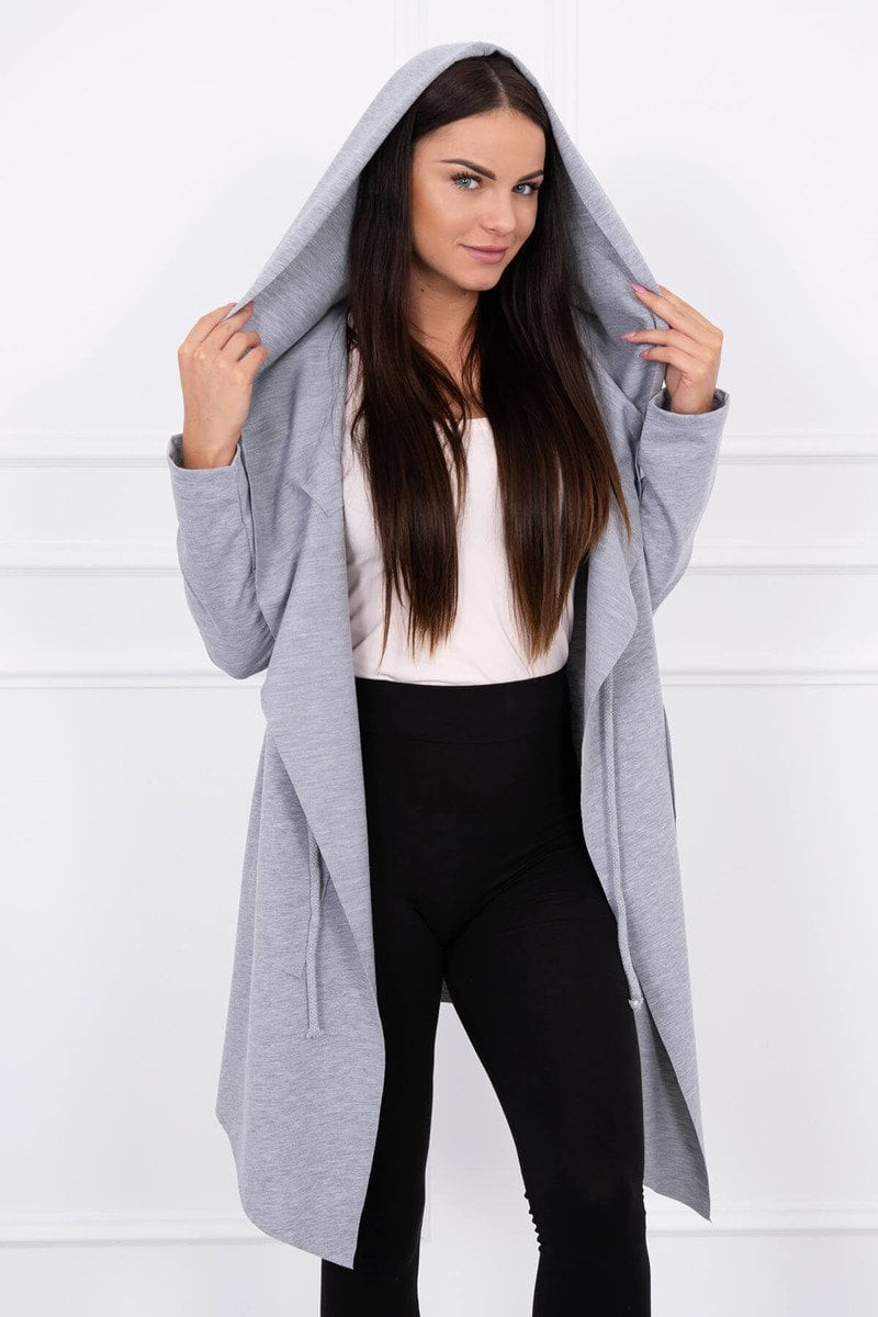 Cape with loose hood in gray color