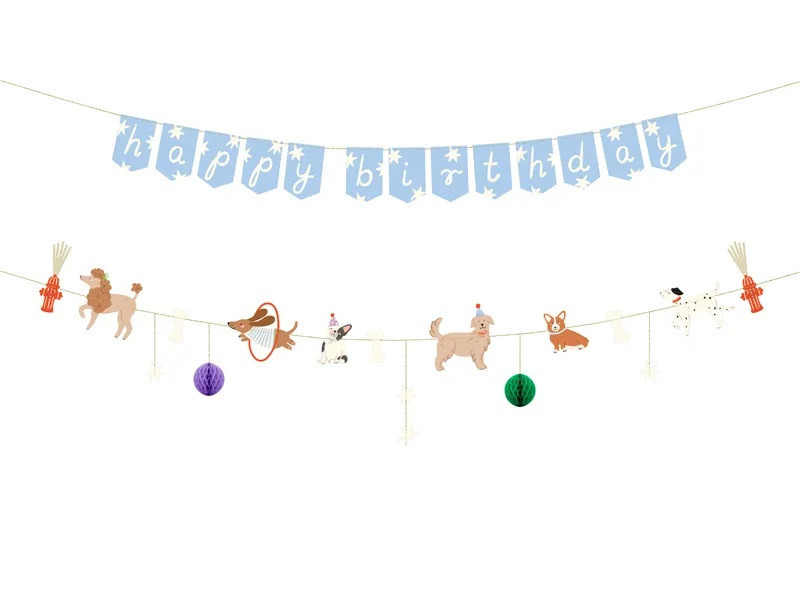 PartyDeco Banner Happy Birthday - Psíkovia 210 cm