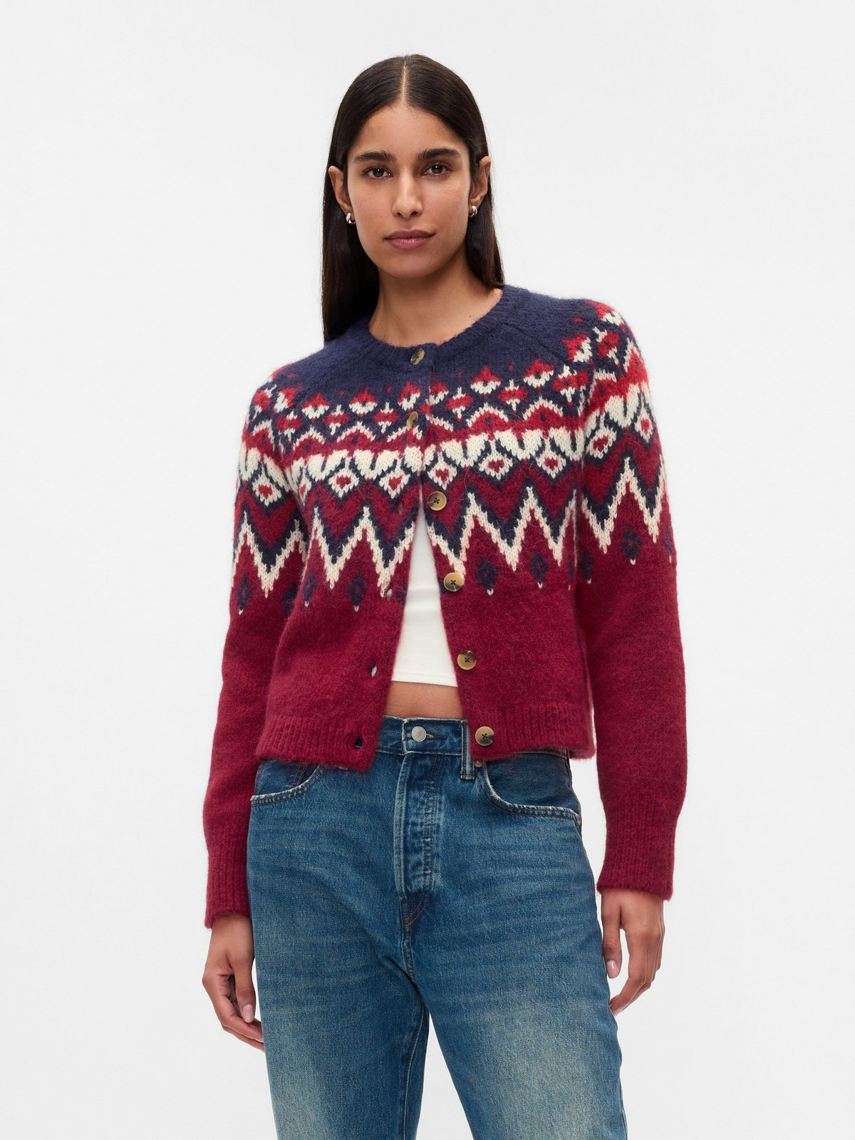 GAP Crop cardigan Fair Isle - Women's