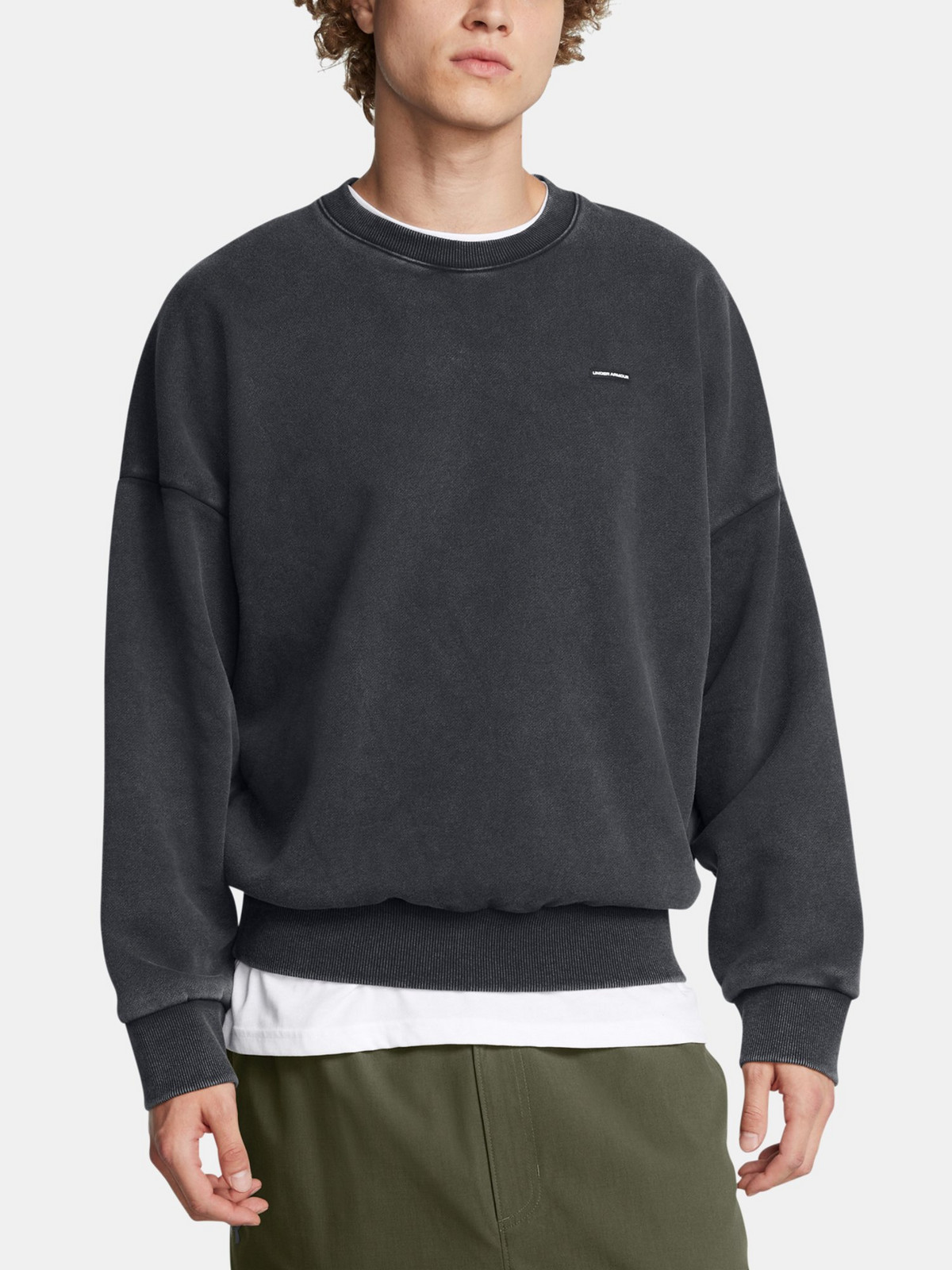 Men's sweatshirt Under Armour UA Icon HWT Flc Wash OS Crew-BLK - Men's