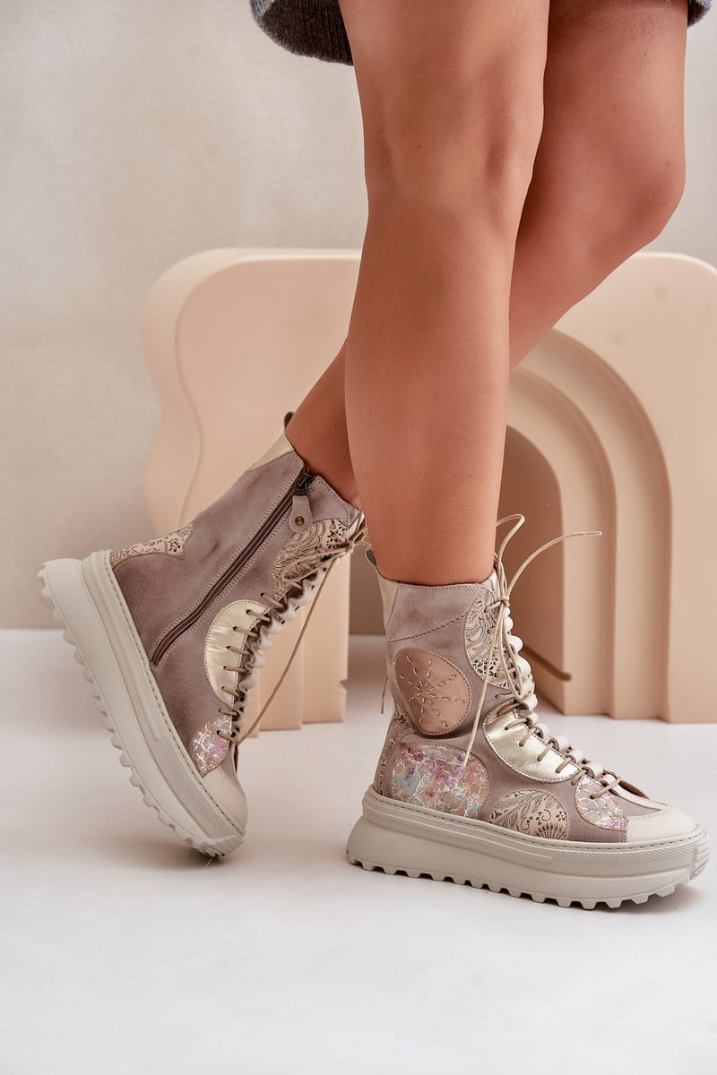 Kožené Semišové Čižmy Na Platforme Zateplené Maciejka