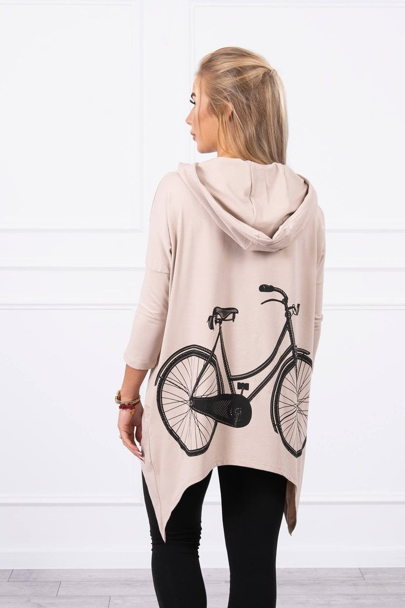 Sweatshirt with cycling print beige