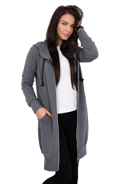 Women's long hoodie Kesi - dark gray melange