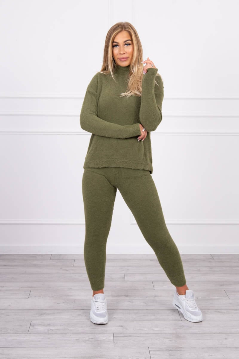 Two-piece khaki set of alpaca sweaters