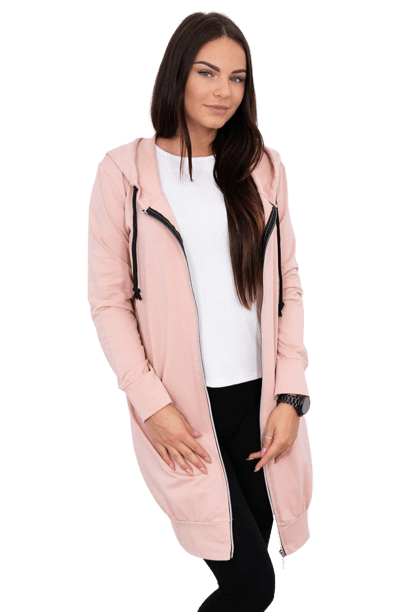 Women's long hoodie Kesi - powder pink