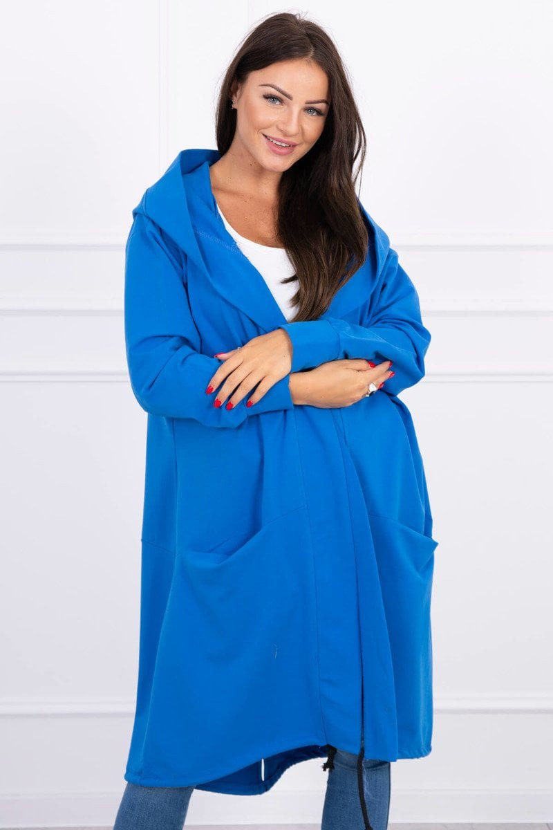 Oversize cape with hood purple-blue