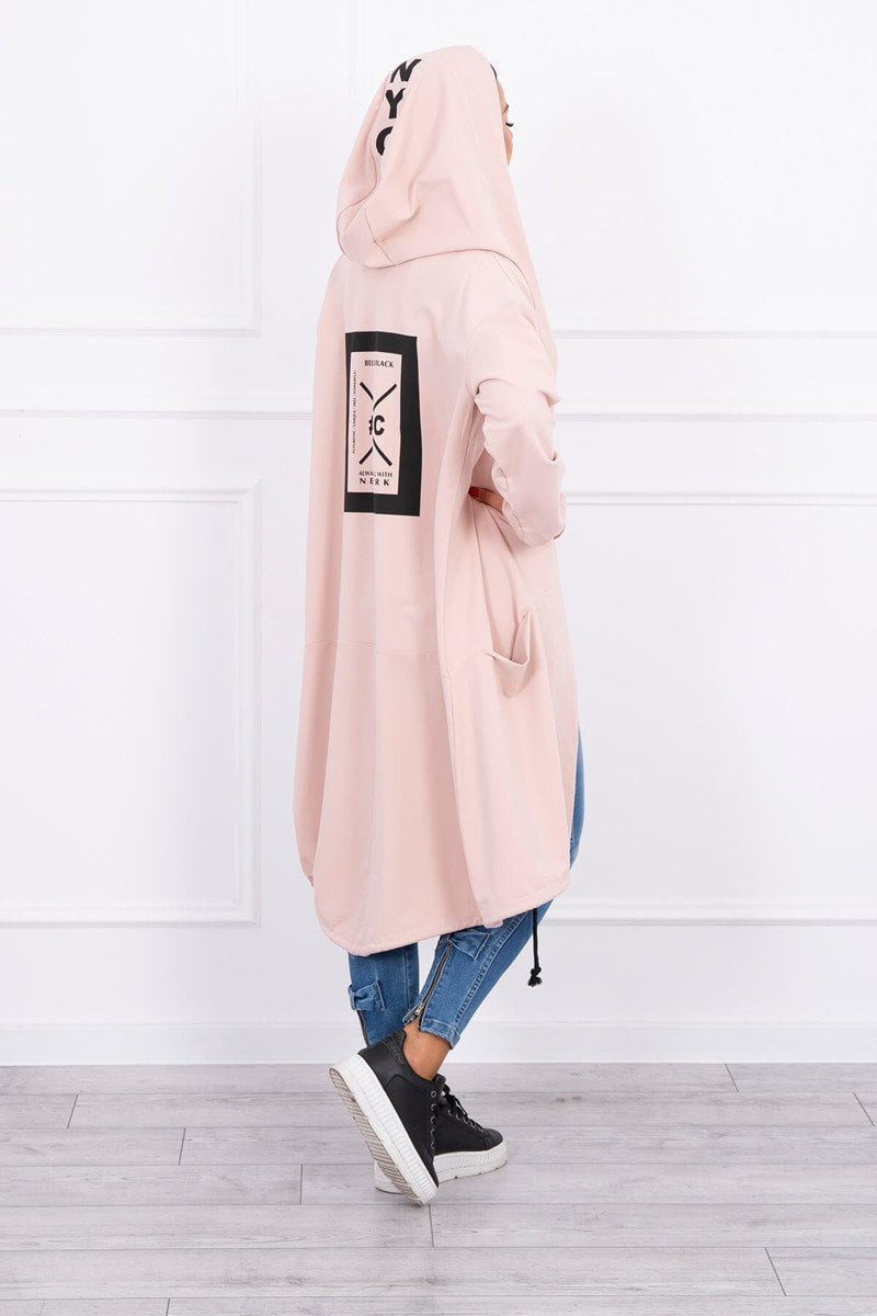 Oversize dark powder pink hooded cape
