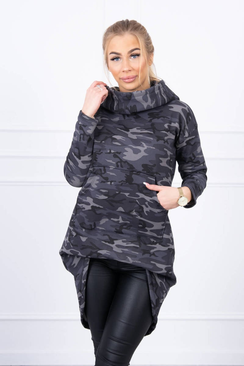 Camo graphite+black long back sweatshirt