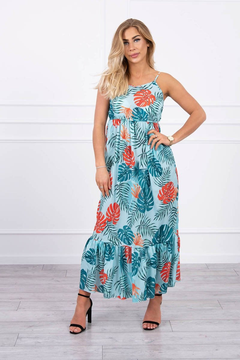 Dress with leaf motif mint