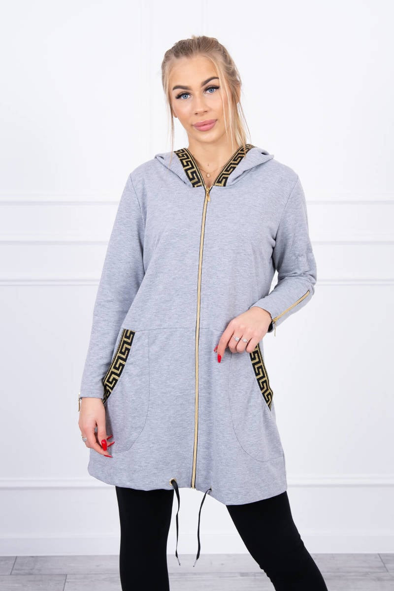 Sweatshirt with decorative belt in gray color