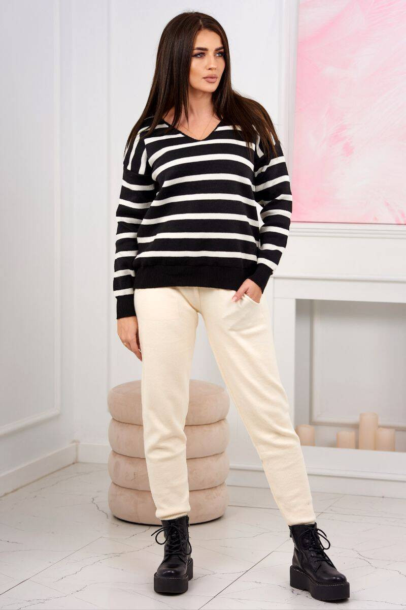 Set of sweaters Striped sweatshirt + Trousers ecru