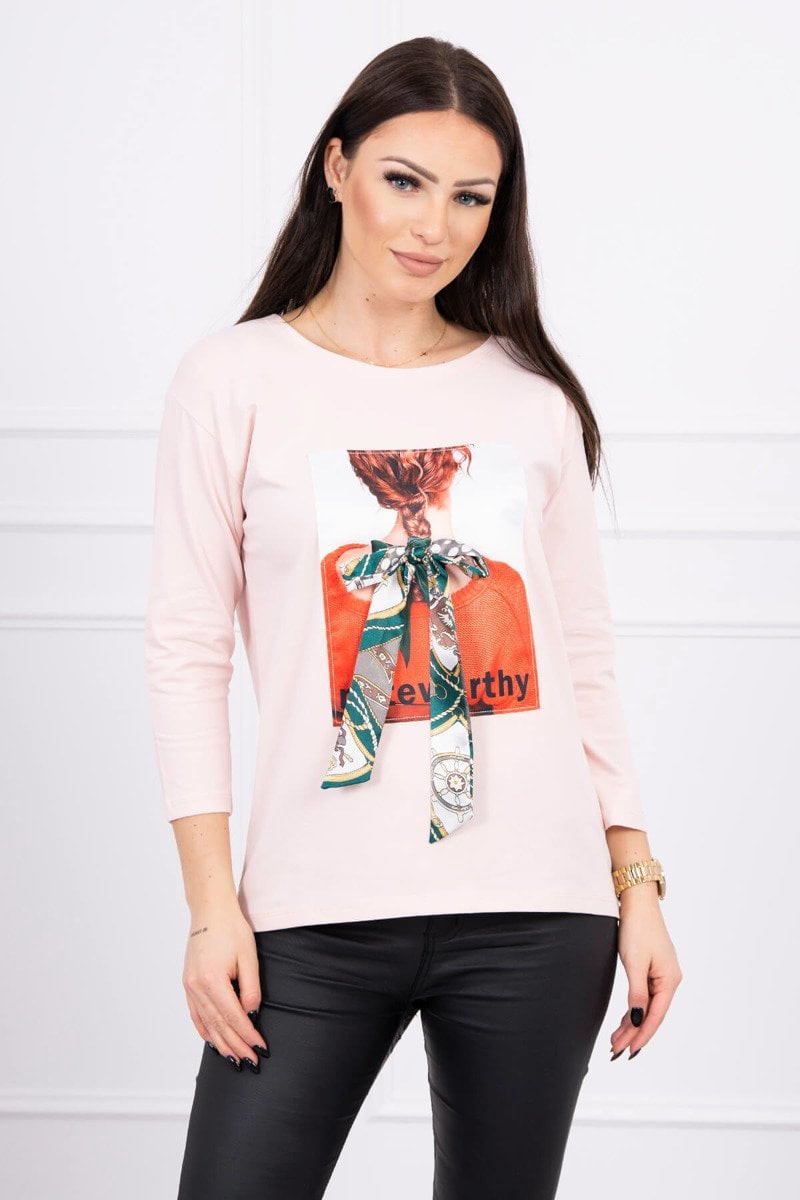 Blouse with 3D graphics Remarkable powder pink