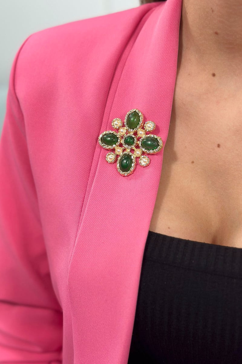 Floral brooch 2 green