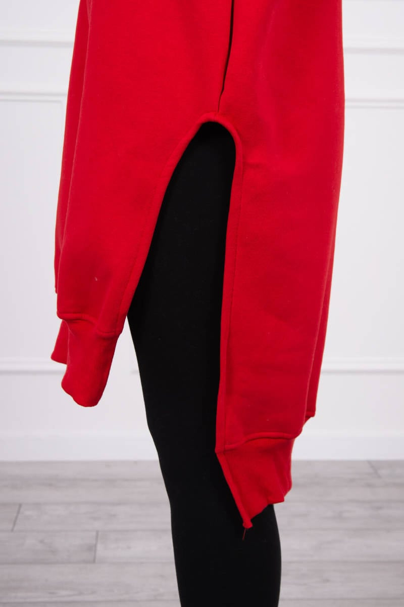 Insulated sweatshirt with red side slits