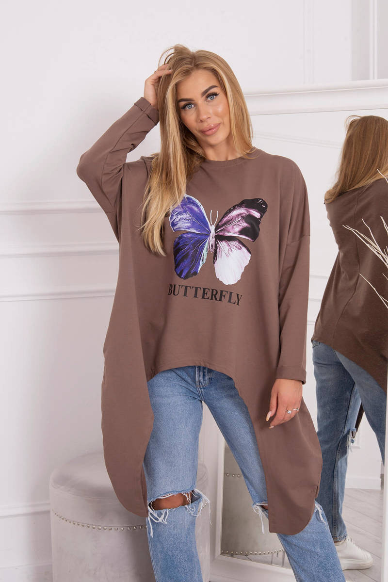 Oversize mocca print blouse
