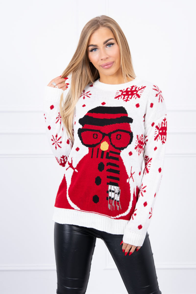 Christmas sweater with snowman ecru
