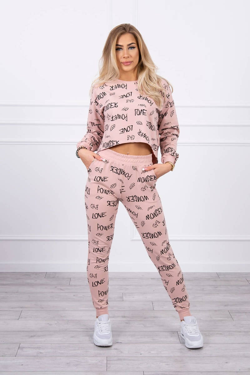Set with dark powder pink inscriptions