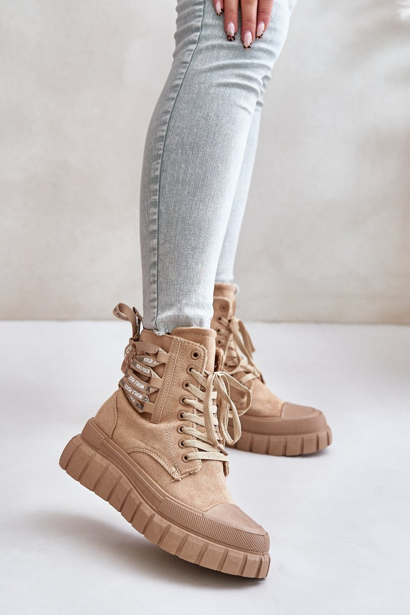 PE1 Dámske Platformové Topánky S Dekoratívnym Šnurovaním Hnedé Edidda