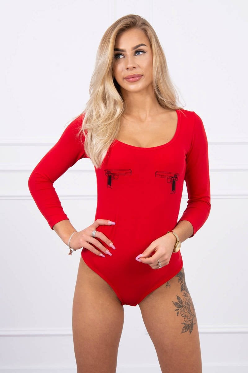Body blouse with red gun print