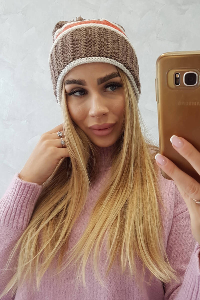 Women's cap Kinga K297 cappuccino+foxy