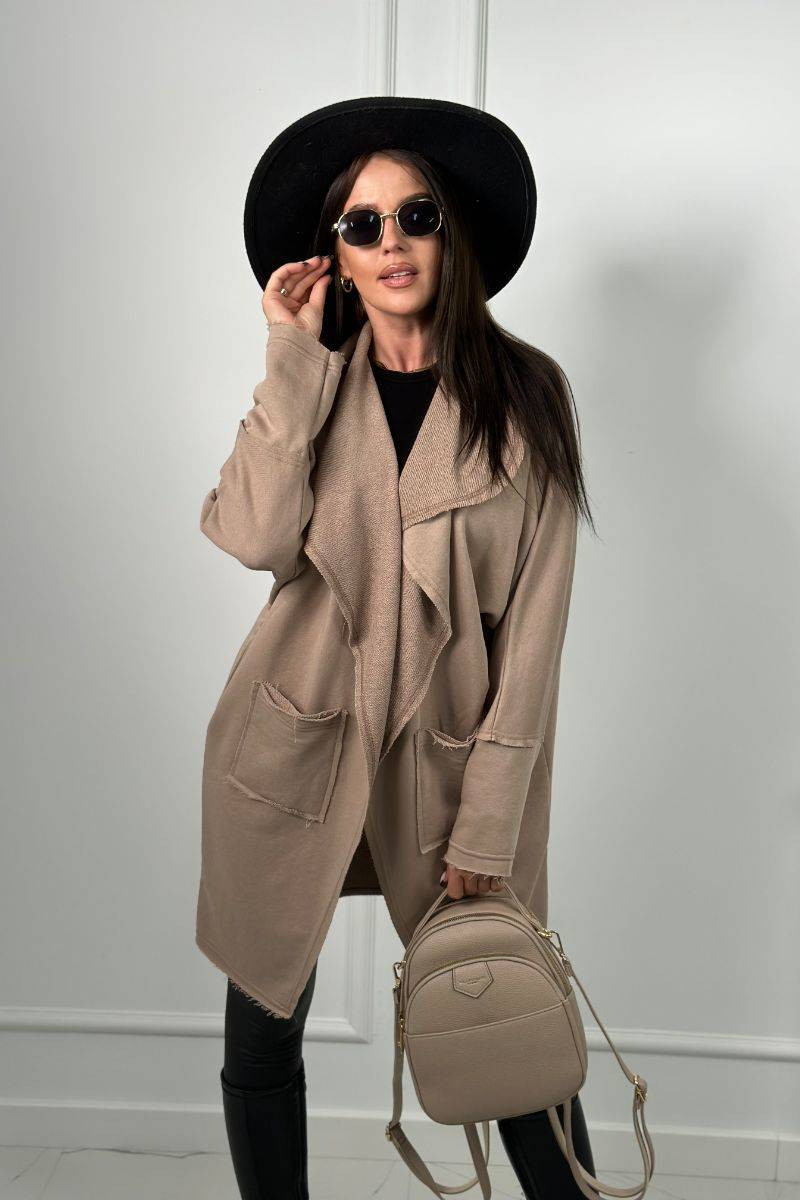 Cape with pockets dark beige