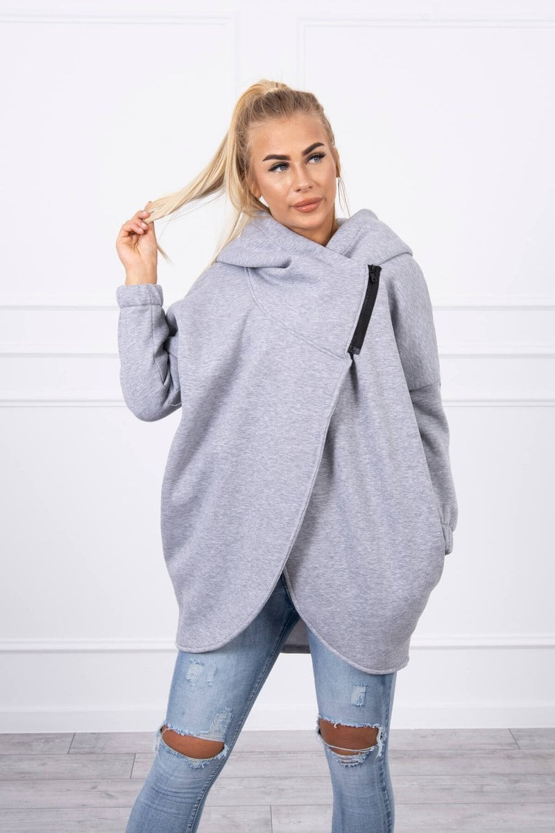 Short zip sweatshirt in grey