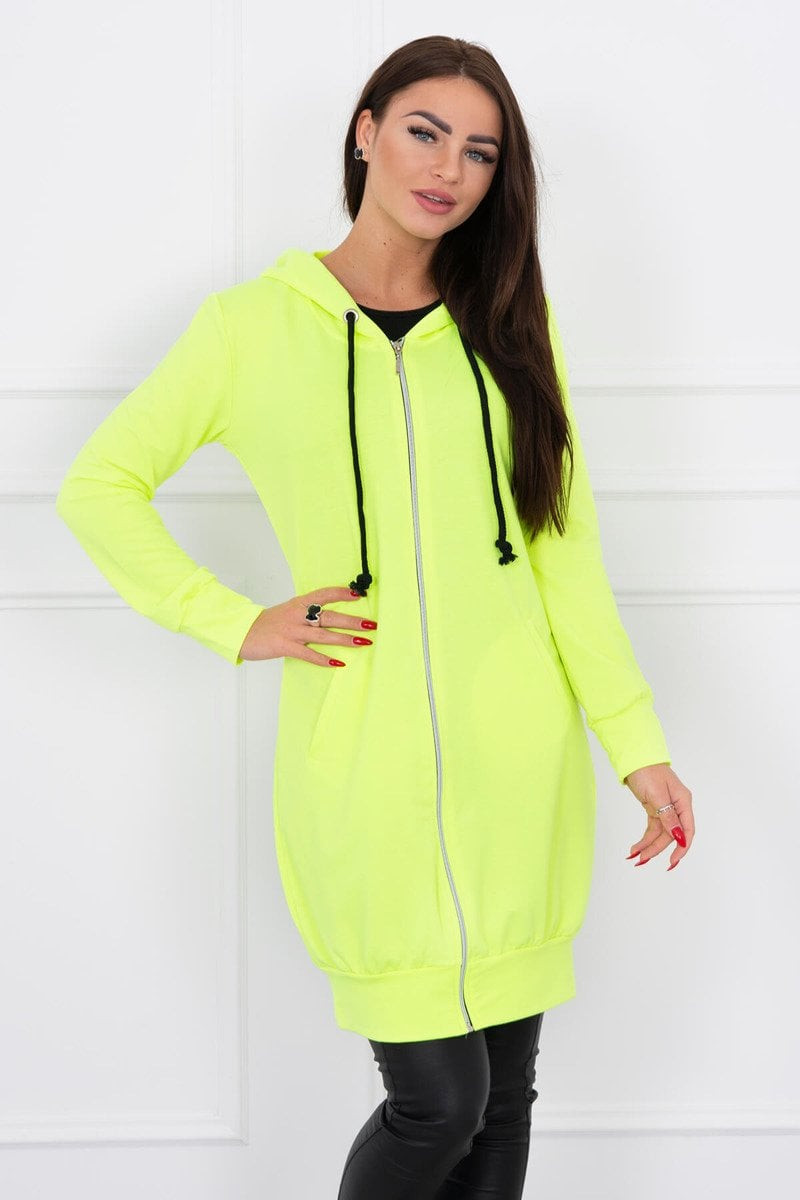Dress with hood and hood yellow neon color
